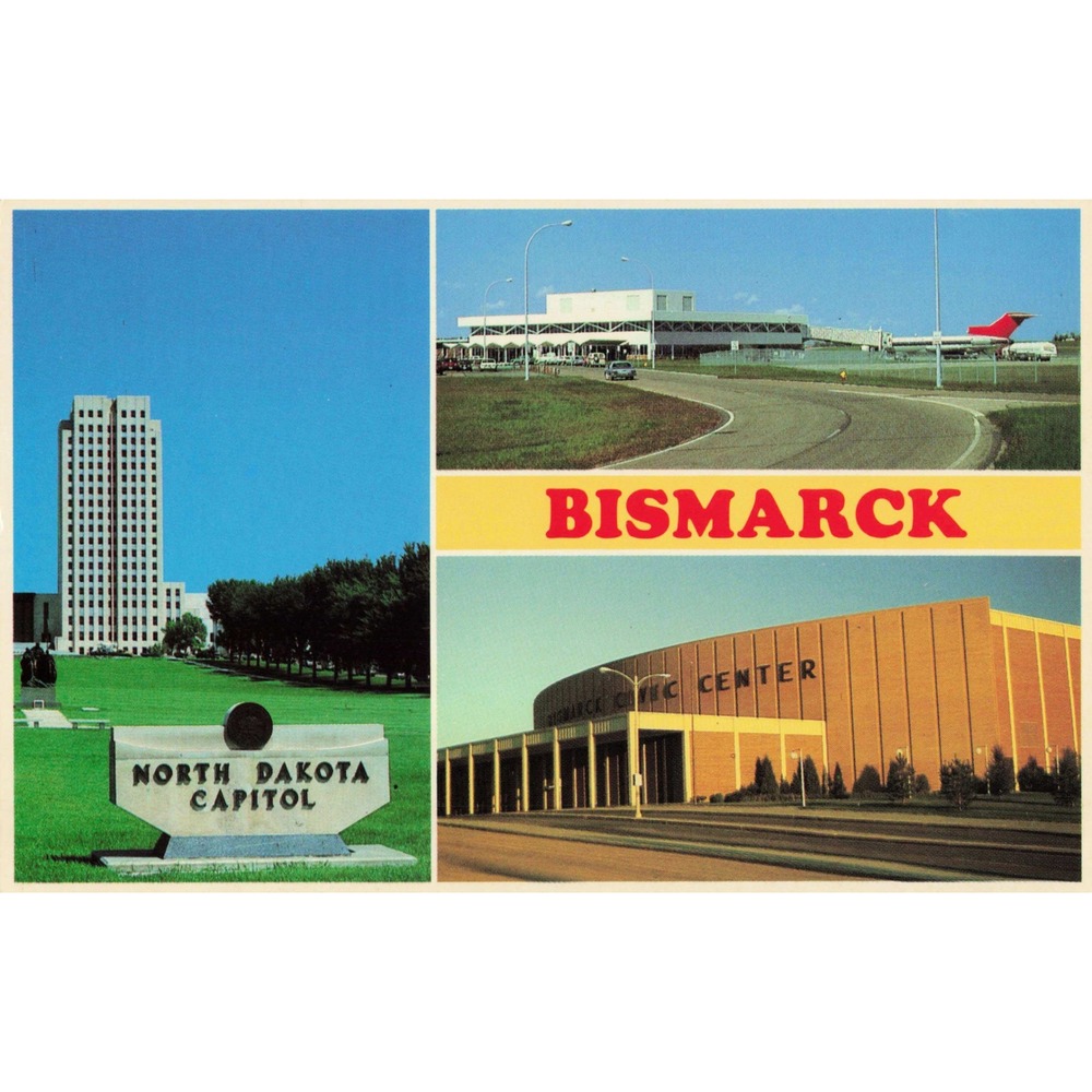 Bismarck North Dakota ND Multi-View Capitol Civic Center Airport Chrome Postcard - Picture 1 of 2